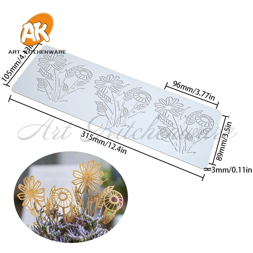 Flowers Silicone Cake Lace Mold Daisy Cake Decorating Tool Border Decoration Lace Mold kitchen Baking Tool