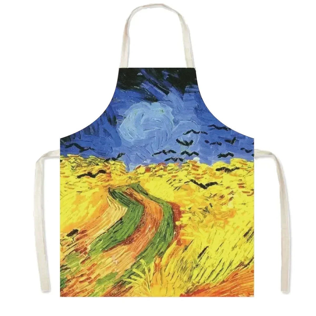 Famous Oil Painting By Van Gogh Print Kitchen Apron Starry Night Pinafore Household Cleaning Tool Baking BBQ Chef Cooking Aprons