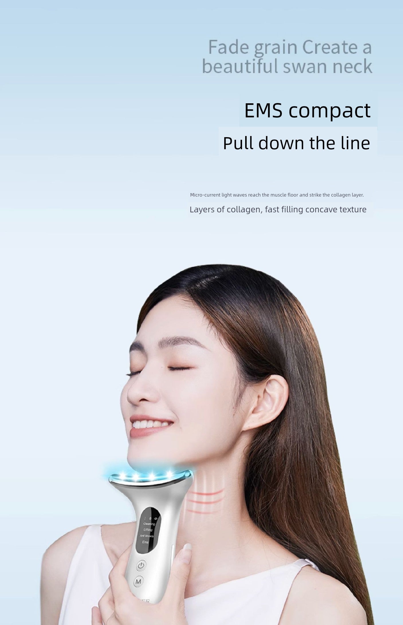 French Vlvee Beauty Instrument For Home Facial Massage Instrument Neck Pattern French Pattern Lifting and Tightening Handy Gadget Inductive Therapeutical Instrument