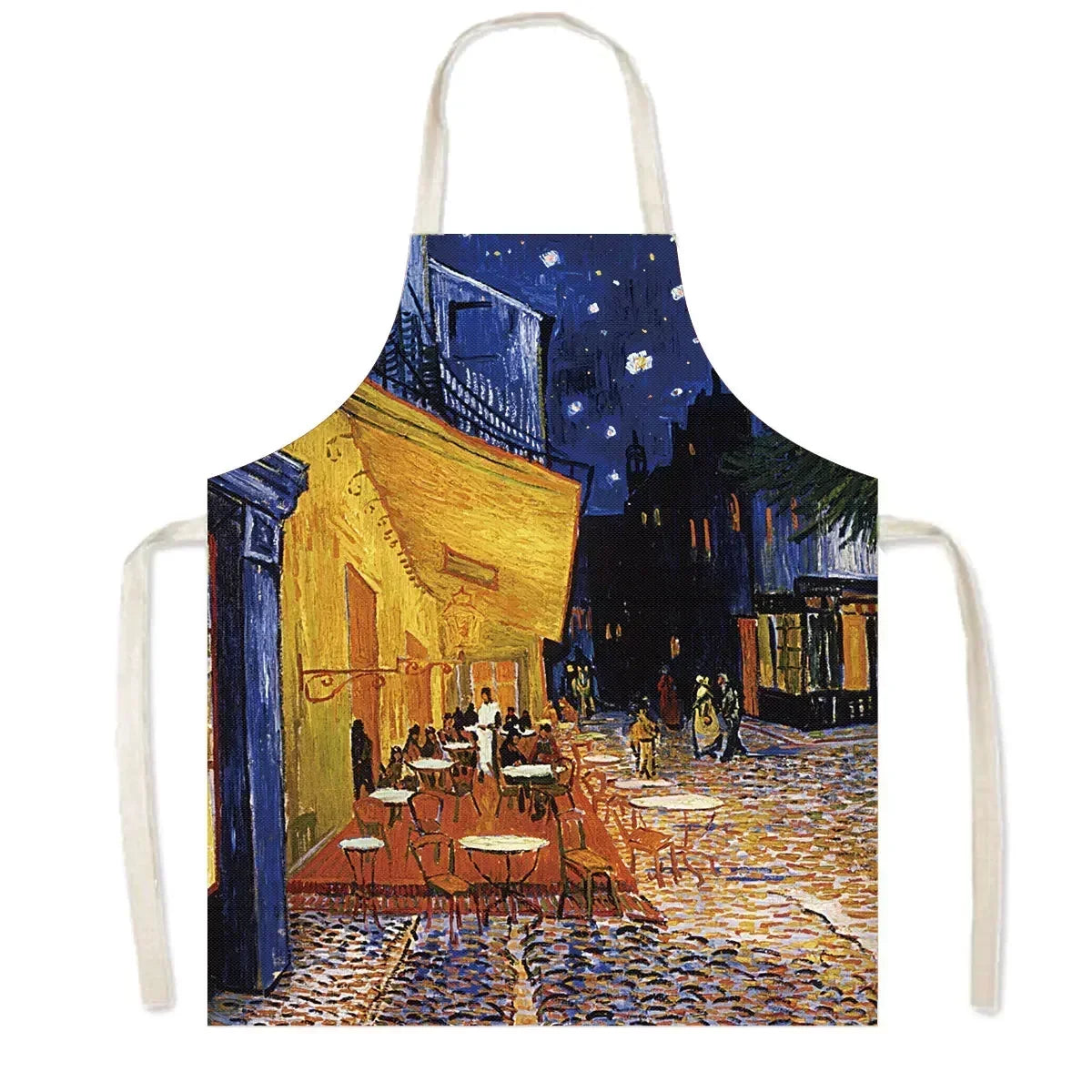 Famous Oil Painting By Van Gogh Print Kitchen Apron Starry Night Pinafore Household Cleaning Tool Baking BBQ Chef Cooking Aprons