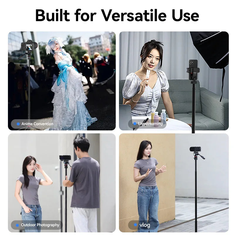 Ulanzi AT-02 Portable Tripod Dolly Kit Quick-moving Tripod Light Stand for Camera Fill Light for Vlog Video Recording