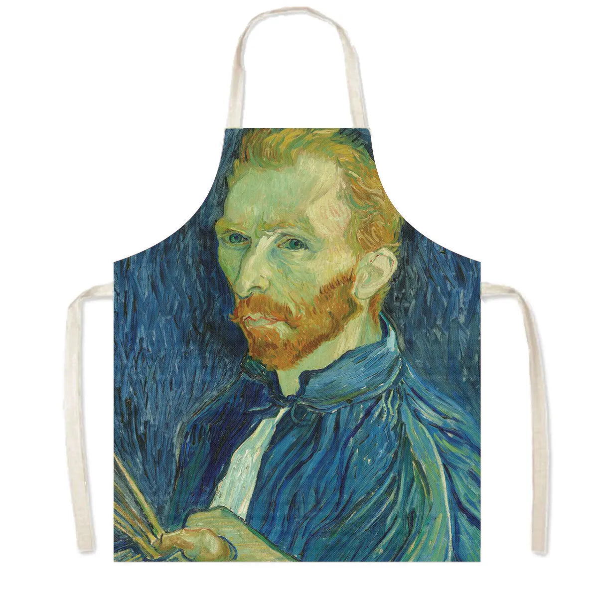Famous Oil Painting By Van Gogh Print Kitchen Apron Starry Night Pinafore Household Cleaning Tool Baking BBQ Chef Cooking Aprons