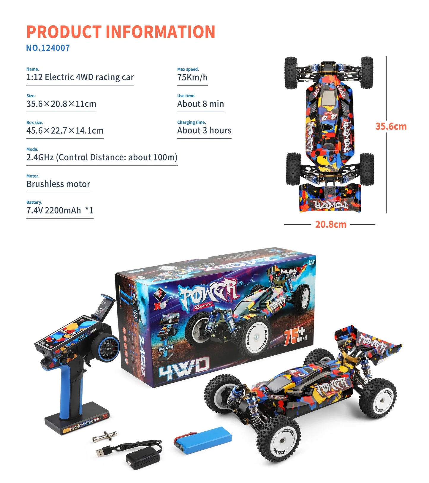 WLtoys 124017 75KM/H 4WD RC Car Professional Monster Truck High Speed Drift Racing Remote Control Cars Children's Toys for Boys