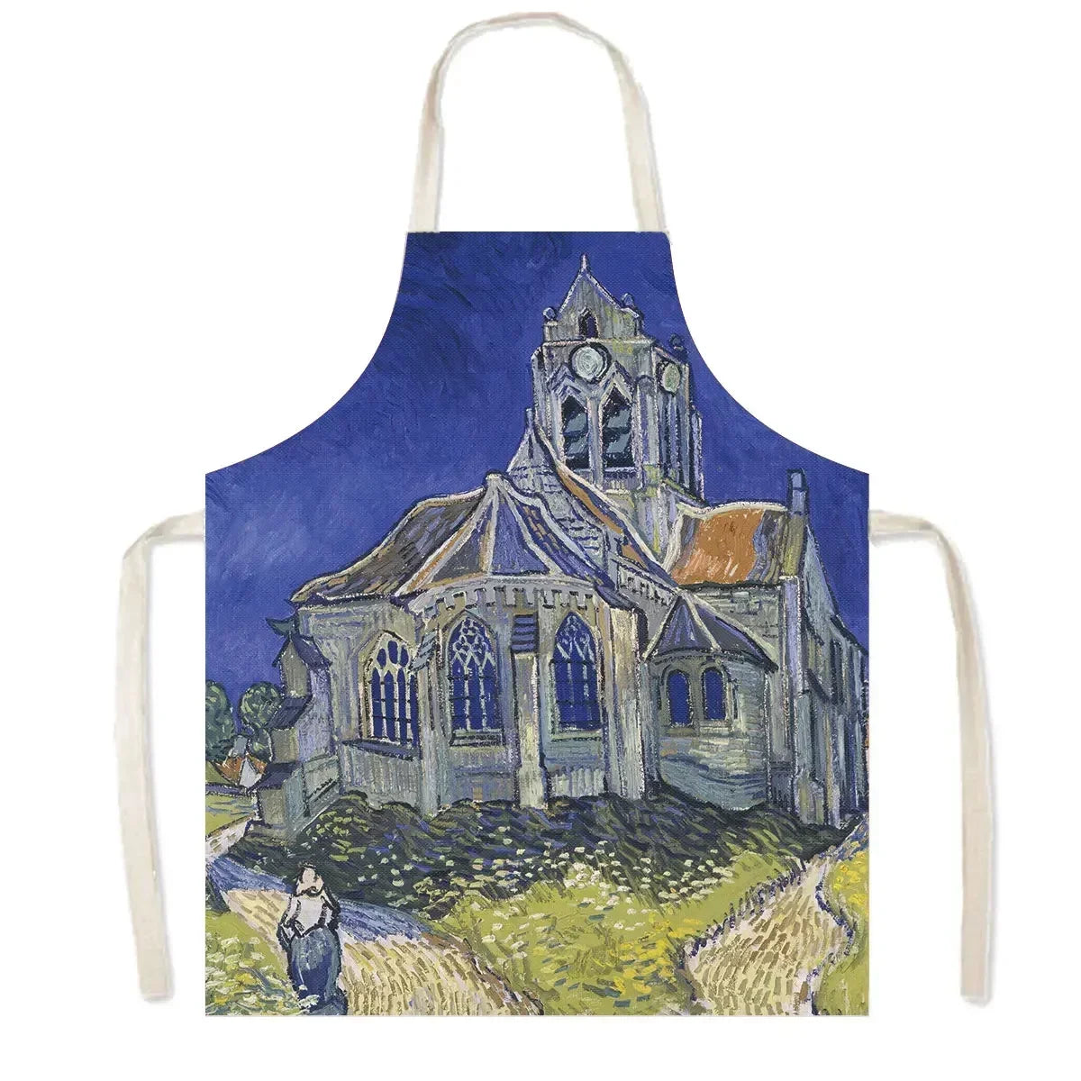 Famous Oil Painting By Van Gogh Print Kitchen Apron Starry Night Pinafore Household Cleaning Tool Baking BBQ Chef Cooking Aprons