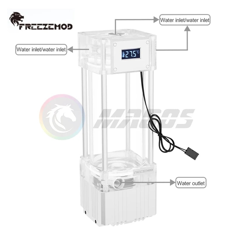 FREEZEMOD AIO Pump+Reservoir kit integrated With Temperature Display VA LCD Screen Temperature Water Tank Combo PUB-FS6WX