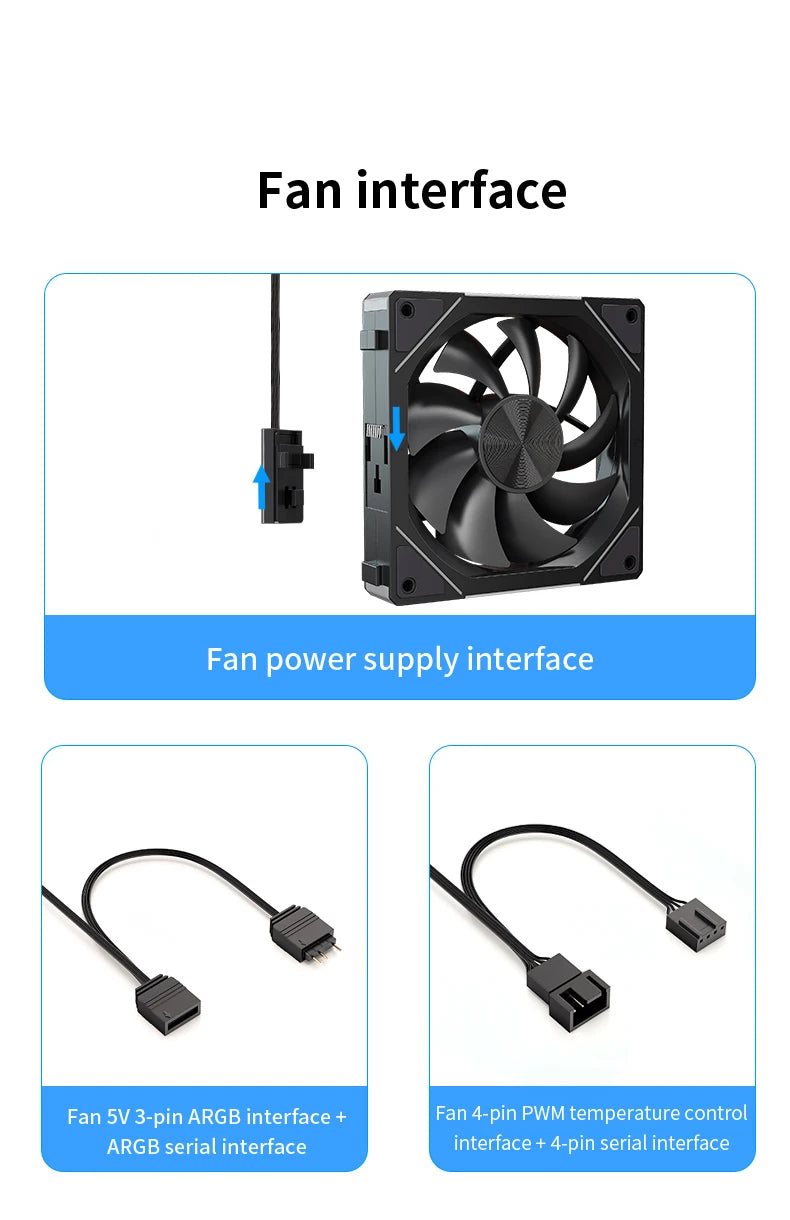 TEUCER JM-5 Wireless Cooling Fan Kit ARGB Light Effect 800-2000RPM Case Fan Compatible with 240 360 Water Cooling Radiator