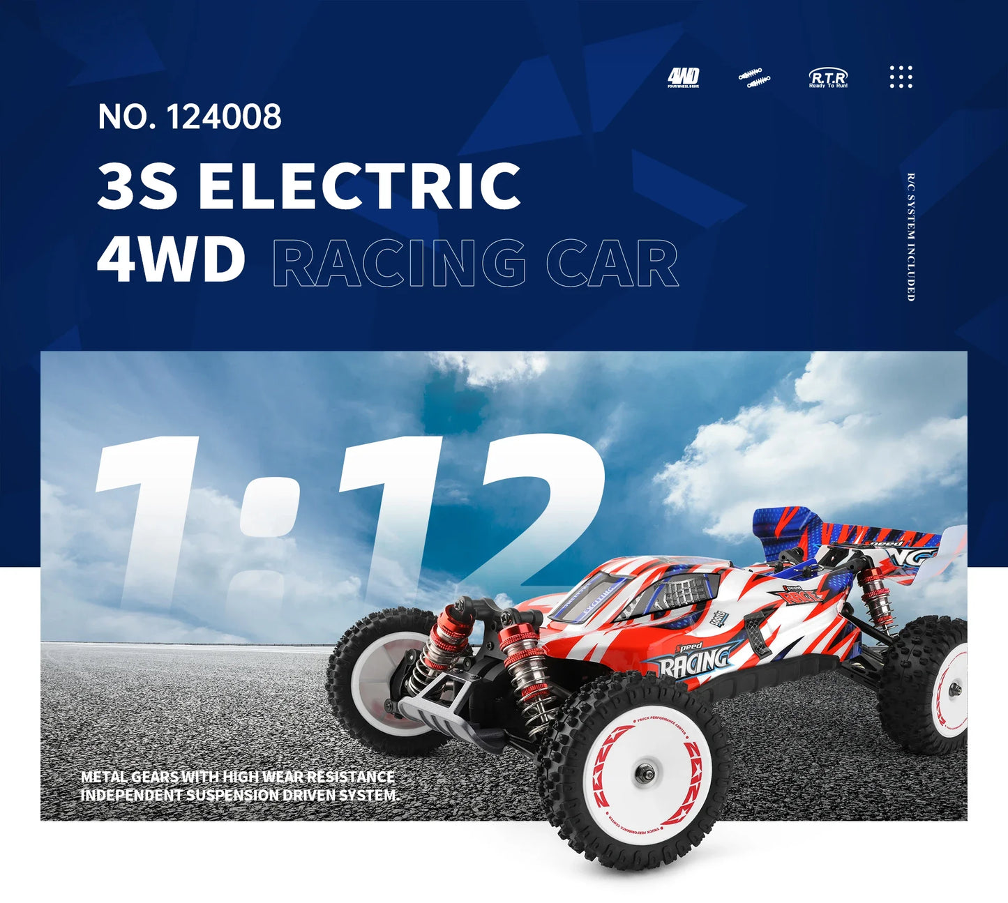 WLtoys 124017 75KM/H 4WD RC Car Professional Monster Truck High Speed Drift Racing Remote Control Cars Children's Toys for Boys