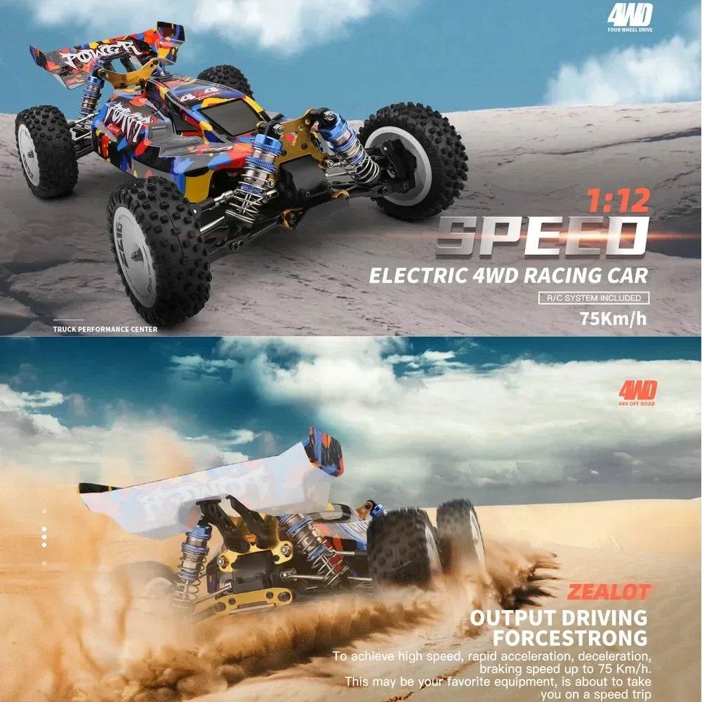 WLtoys 124017 75KM/H 4WD RC Car Professional Monster Truck High Speed Drift Racing Remote Control Cars Children's Toys for Boys