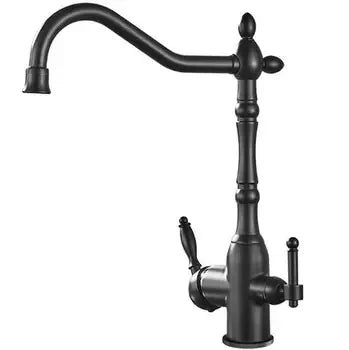 Filter Kitchen Faucet 360 ° Rotatble Hot And Cold Mixer Tap Faucet Double Handle Deck Mounted Kitchen Tap Black Basin Faucet