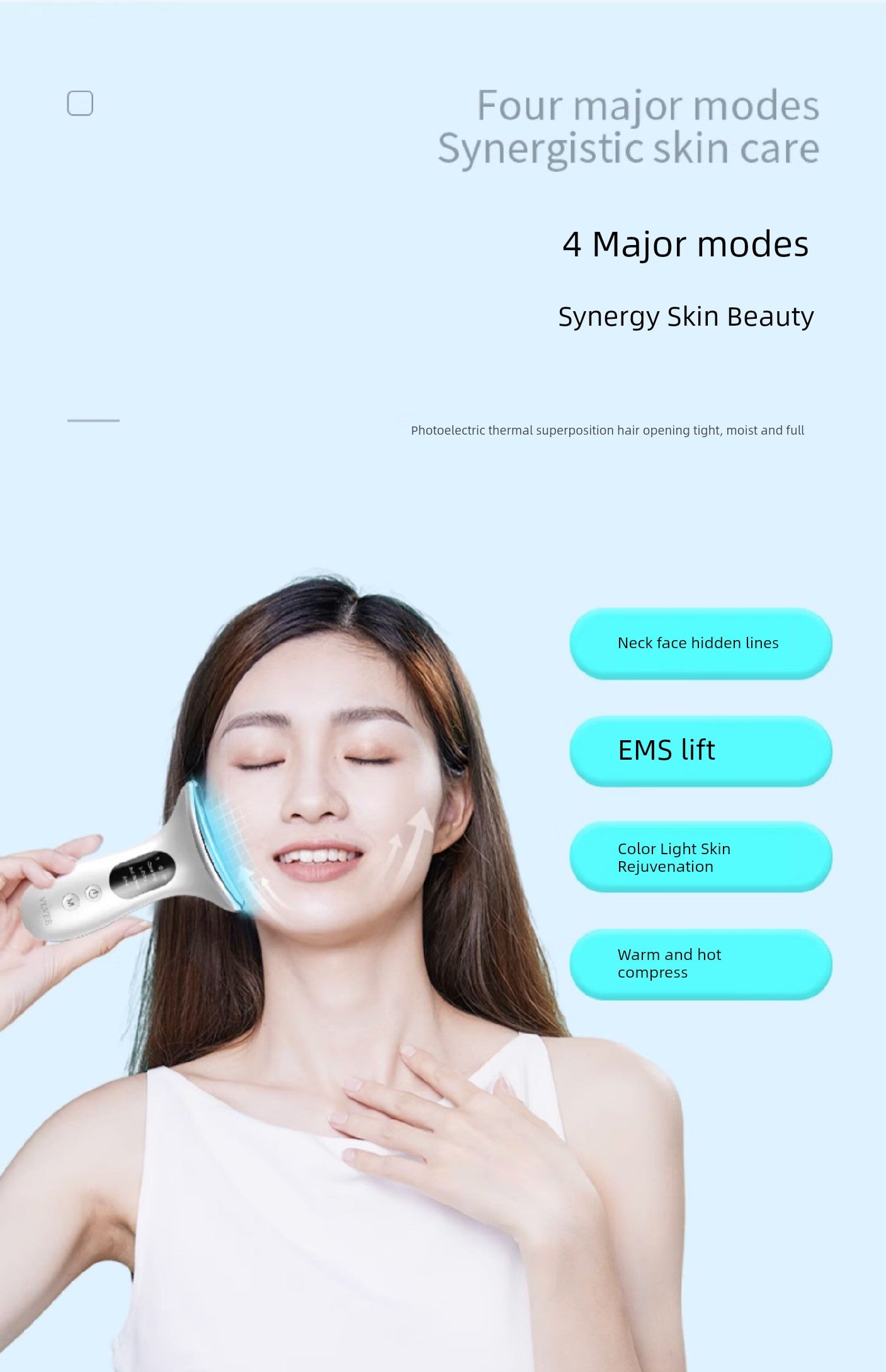 French Vlvee Beauty Instrument For Home Facial Massage Instrument Neck Pattern French Pattern Lifting and Tightening Handy Gadget Inductive Therapeutical Instrument