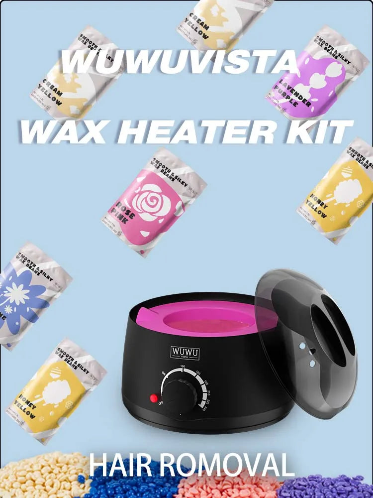 Hair Removal Wax Warmer 200CC WUWUVISTA Professional Wax Warmer Machine with 7oz Silicone Bowl Portable Hot Wax heater(EU Plug)