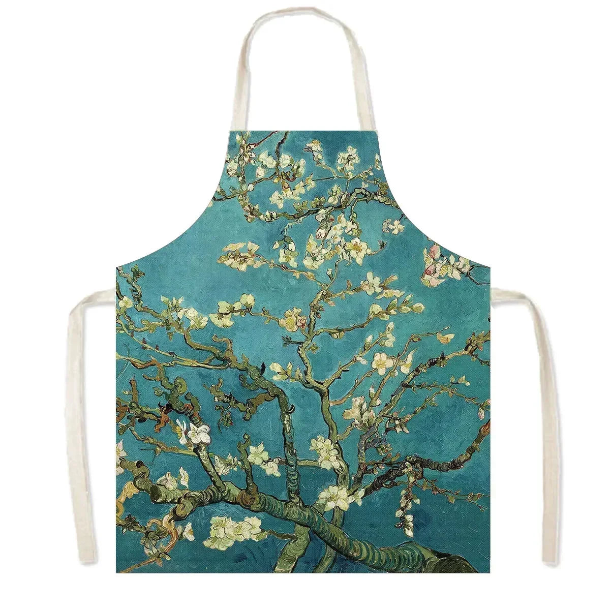 Famous Oil Painting By Van Gogh Print Kitchen Apron Starry Night Pinafore Household Cleaning Tool Baking BBQ Chef Cooking Aprons