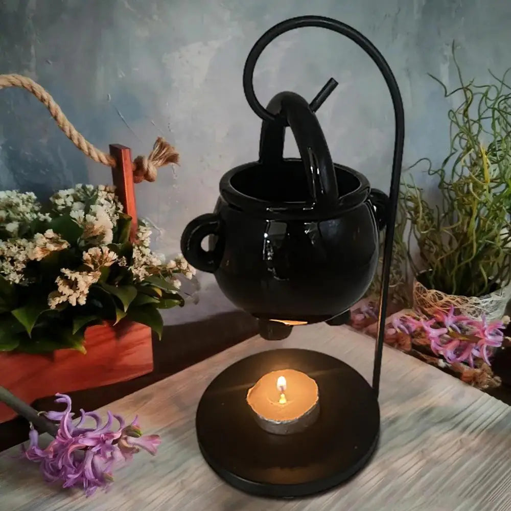 Hanging Cauldron Wax Burner Witches Caldron Pot Candle Holder Black EssentialOil Incense Aroma Diffuser Home Decor Spirit