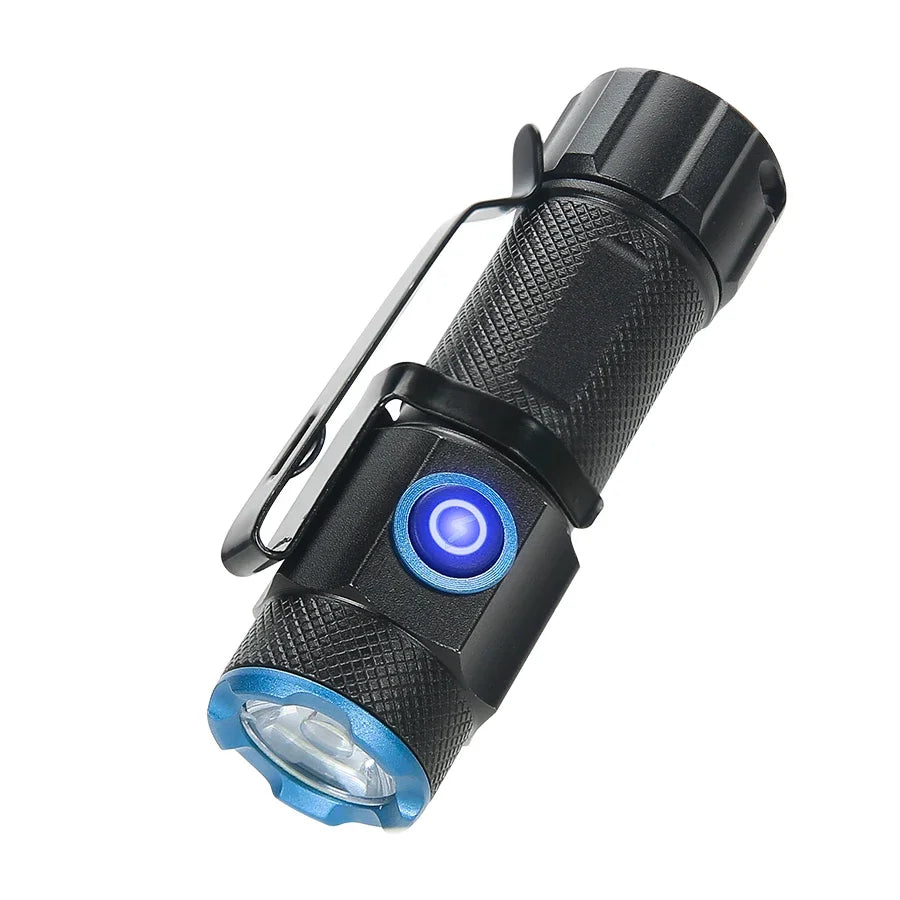 P50 Powerful Mini LED Flashlight Aluminium Alloy Torch Type-C Rechargeable 16340 Battery With Tail Magnet Flashlight