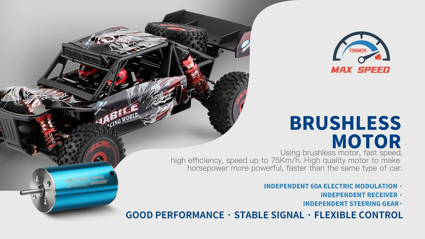 WLtoys 124017 75KM/H 4WD RC Car Professional Monster Truck High Speed Drift Racing Remote Control Cars Children's Toys for Boys