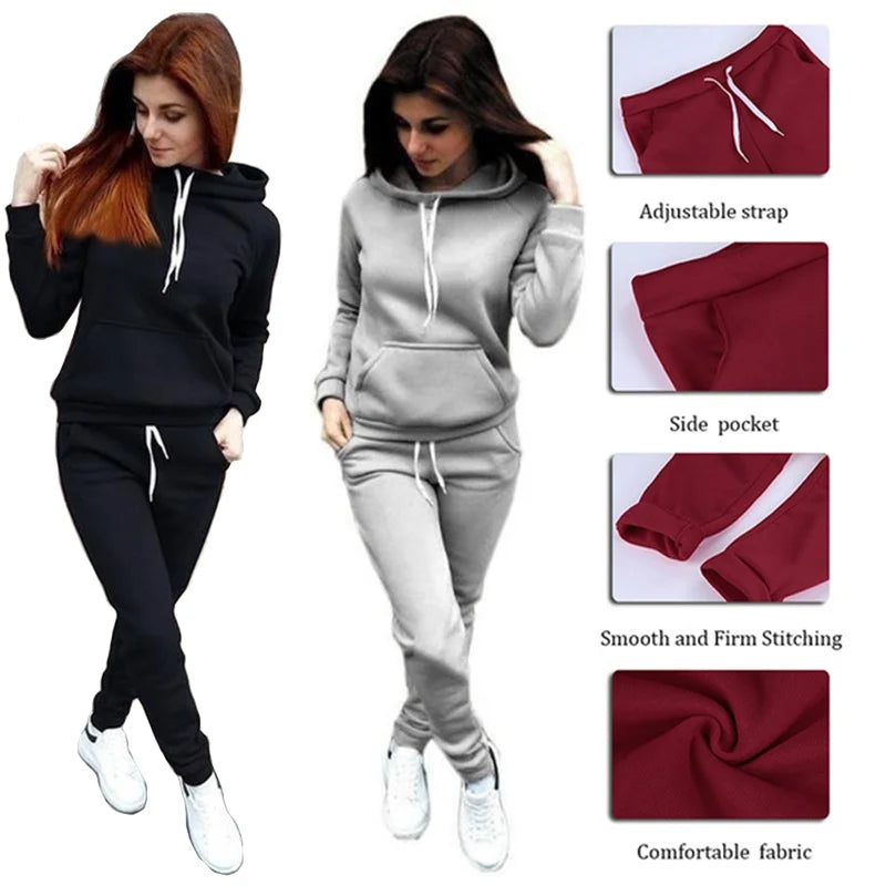 Harajuku Casual Women's Sportswear Sportswear Jogging Suit Women's Hooded Sportswear Suit Set Clothing