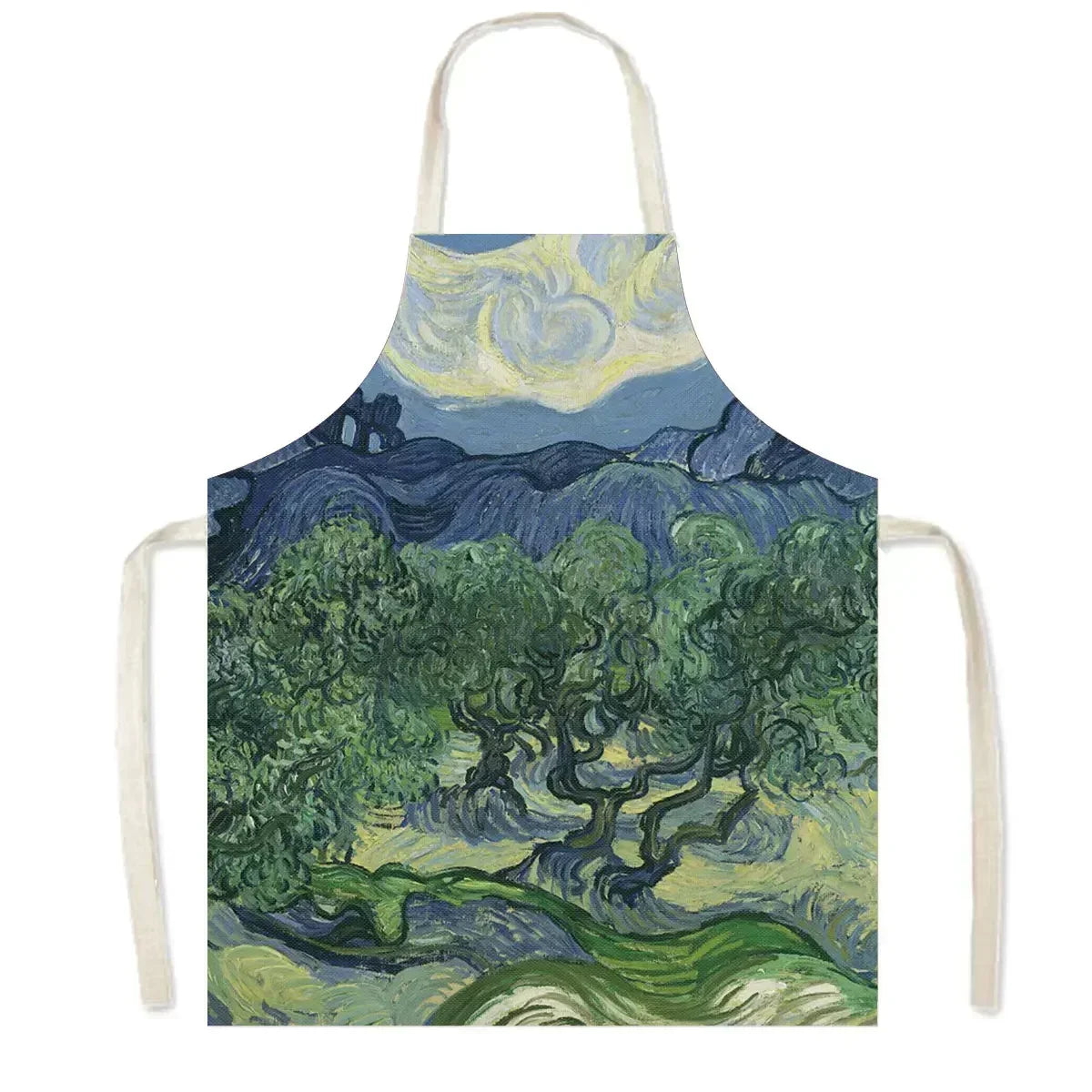 Famous Oil Painting By Van Gogh Print Kitchen Apron Starry Night Pinafore Household Cleaning Tool Baking BBQ Chef Cooking Aprons