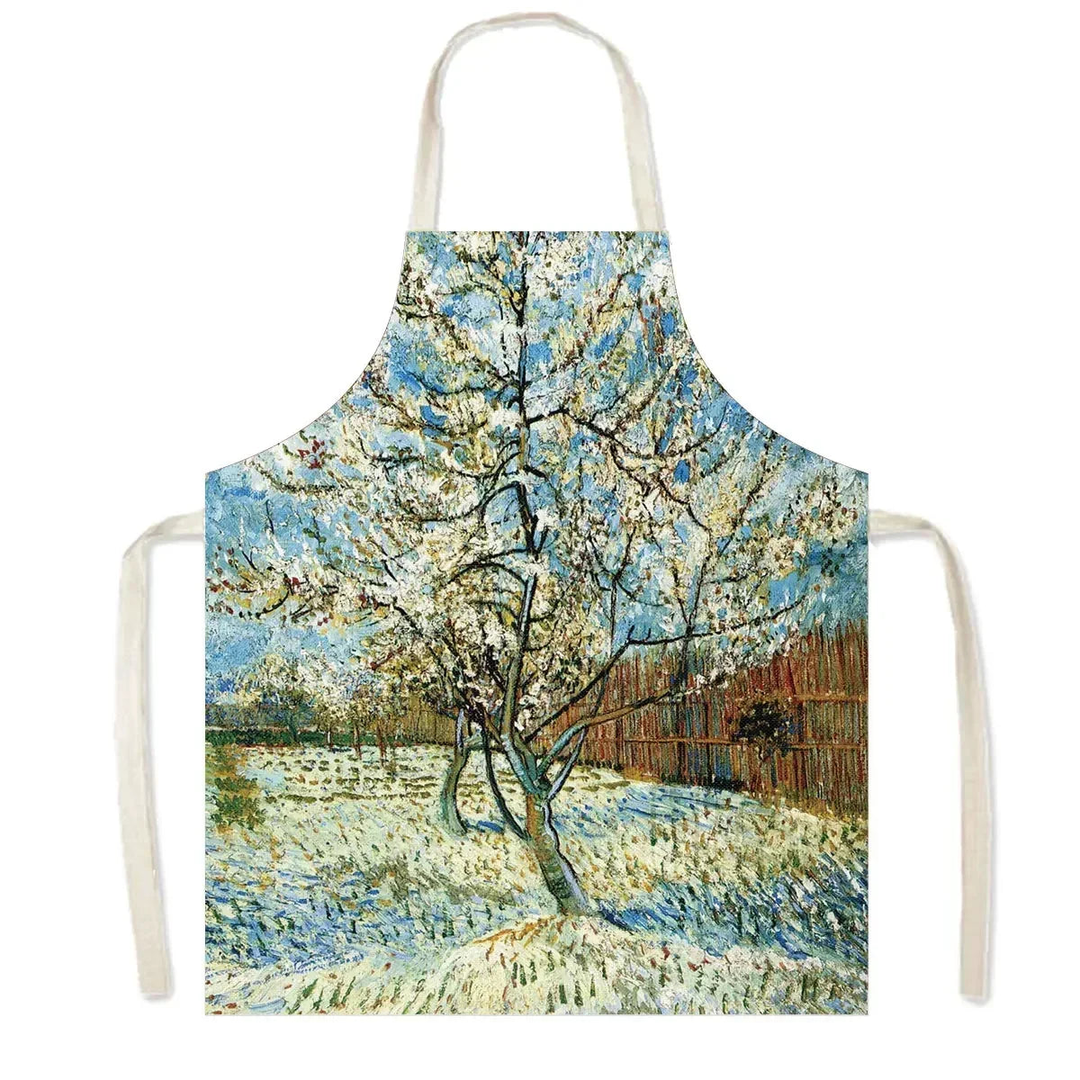 Famous Oil Painting By Van Gogh Print Kitchen Apron Starry Night Pinafore Household Cleaning Tool Baking BBQ Chef Cooking Aprons
