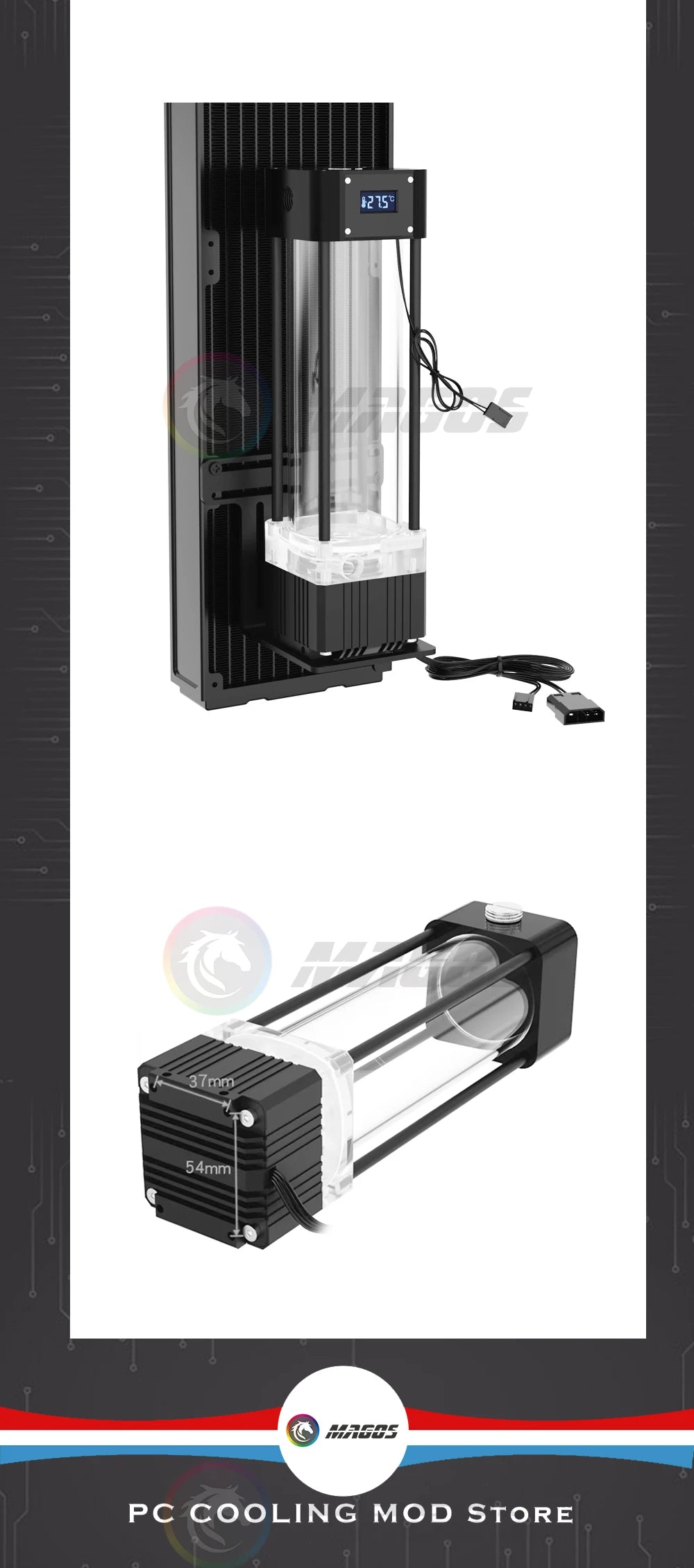 FREEZEMOD AIO Pump+Reservoir kit integrated With Temperature Display VA LCD Screen Temperature Water Tank Combo PUB-FS6WX