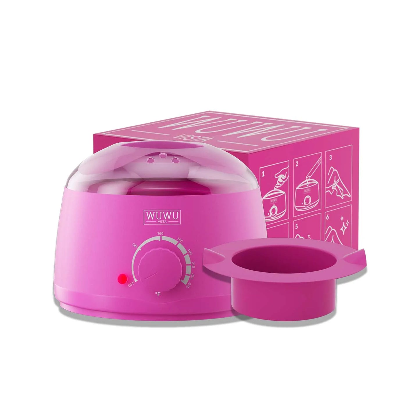 Hair Removal Wax Warmer 200CC WUWUVISTA Professional Wax Warmer Machine with 7oz Silicone Bowl Portable Hot Wax heater(EU Plug)