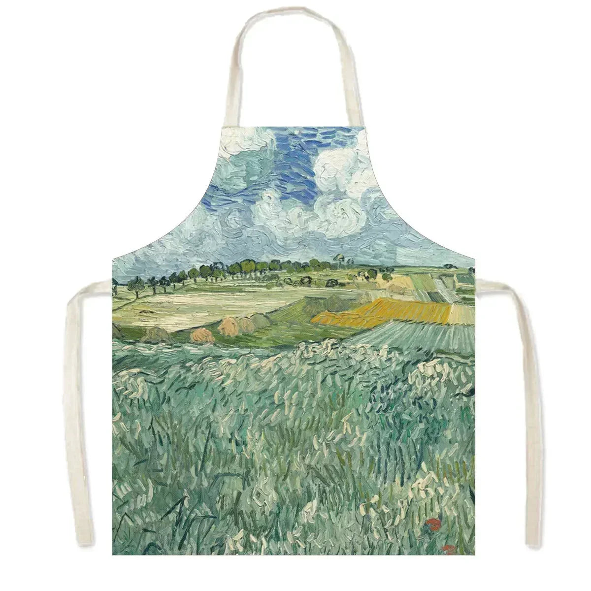 Famous Oil Painting By Van Gogh Print Kitchen Apron Starry Night Pinafore Household Cleaning Tool Baking BBQ Chef Cooking Aprons