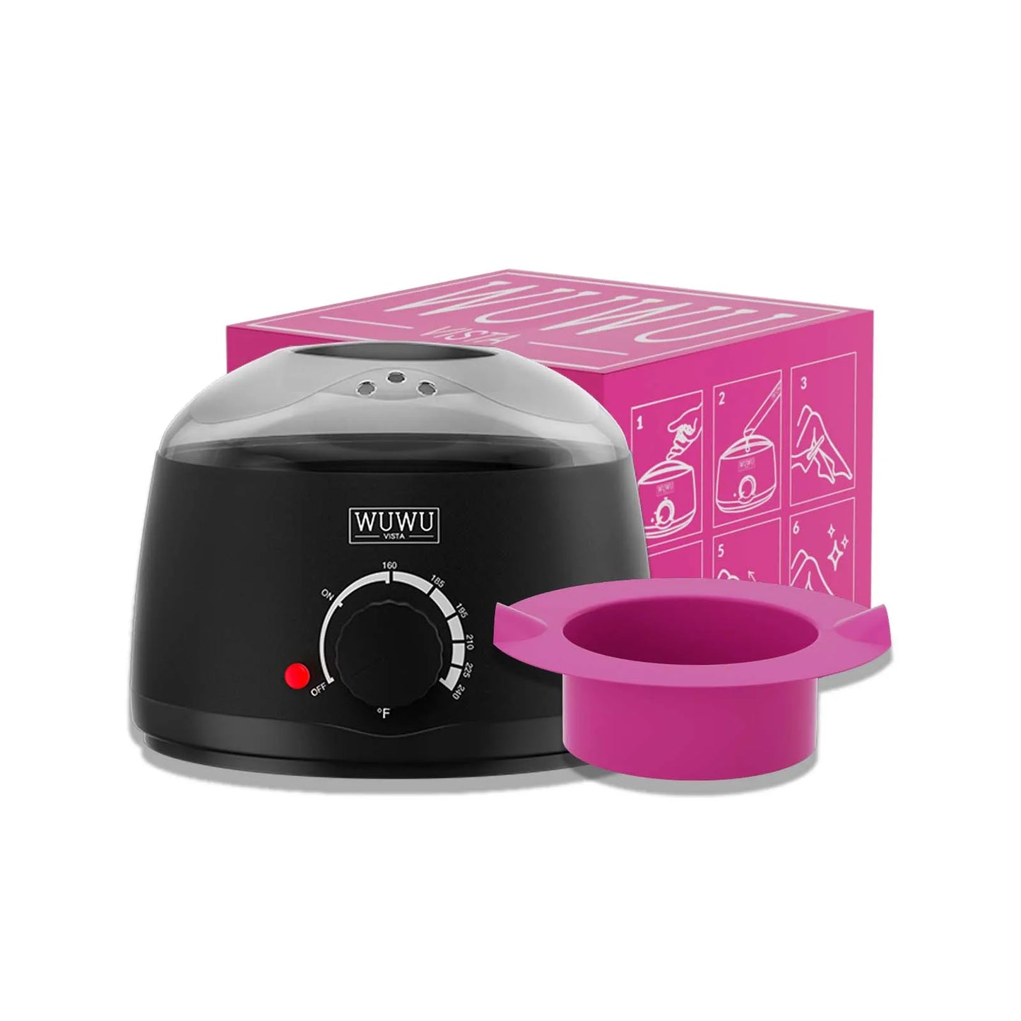 Hair Removal Wax Warmer 200CC WUWUVISTA Professional Wax Warmer Machine with 7oz Silicone Bowl Portable Hot Wax heater(EU Plug)