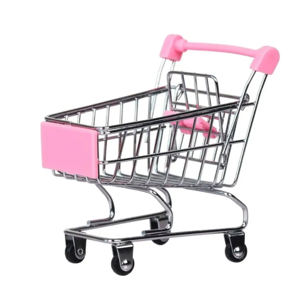 Mini Supermarket Shopping Trolley Cart Desktop Model Children's Toys Home Decoration Miniature