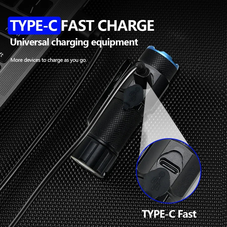 P50 Powerful Mini LED Flashlight Aluminium Alloy Torch Type-C Rechargeable 16340 Battery With Tail Magnet Flashlight