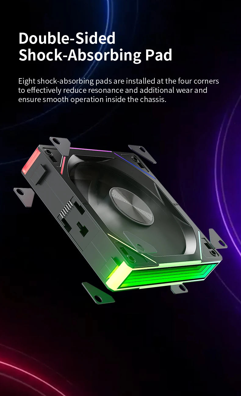 TEUCER JM-5 Wireless Cooling Fan Kit ARGB Light Effect 800-2000RPM Case Fan Compatible with 240 360 Water Cooling Radiator