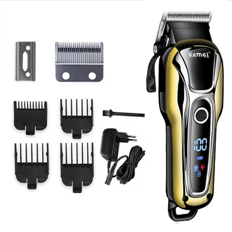 Kemei Hair Clipper Electric Hair Trimmer Professional Men's hair clipper cordless beard trimmer LED display Wireless Hair Cutter