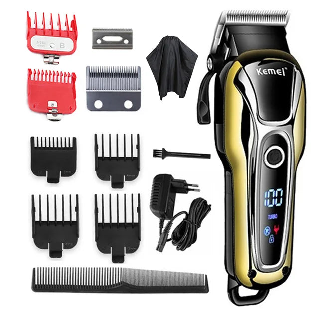 Kemei Hair Clipper Electric Hair Trimmer Professional Men's hair clipper cordless beard trimmer LED display Wireless Hair Cutter
