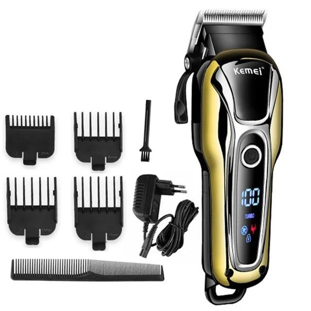 Kemei Hair Clipper Electric Hair Trimmer Professional Men's hair clipper cordless beard trimmer LED display Wireless Hair Cutter