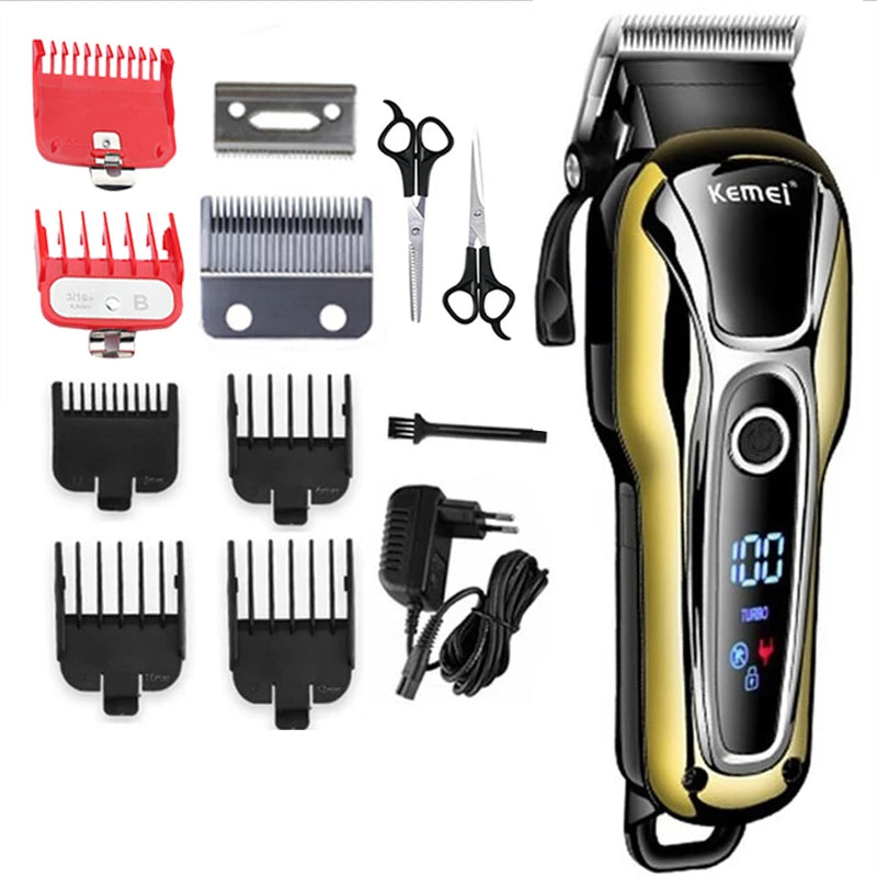 Kemei Hair Clipper Electric Hair Trimmer Professional Men's hair clipper cordless beard trimmer LED display Wireless Hair Cutter