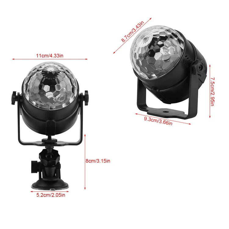 RGB Disco Ball Party Lights DJ Disco Light LED Projector Strobe Lamps Birthday Party Car Club Bar Karaoke Xmas Sound Lights 2024