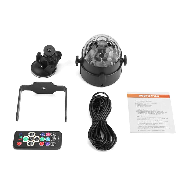 RGB Disco Ball Party Lights DJ Disco Light LED Projector Strobe Lamps Birthday Party Car Club Bar Karaoke Xmas Sound Lights 2024