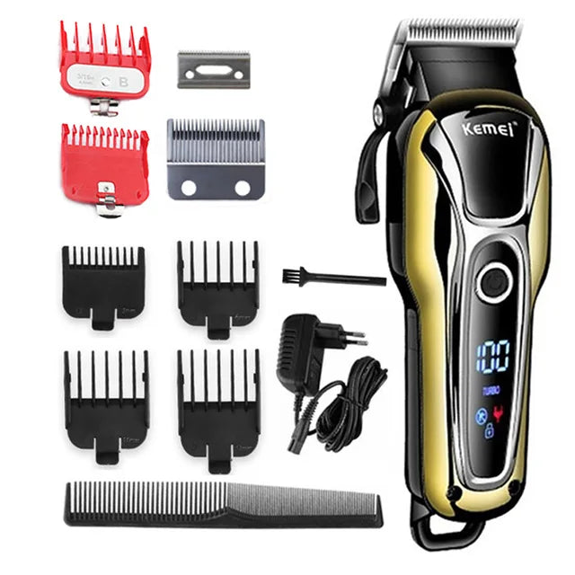 Kemei Hair Clipper Electric Hair Trimmer Professional Men's hair clipper cordless beard trimmer LED display Wireless Hair Cutter