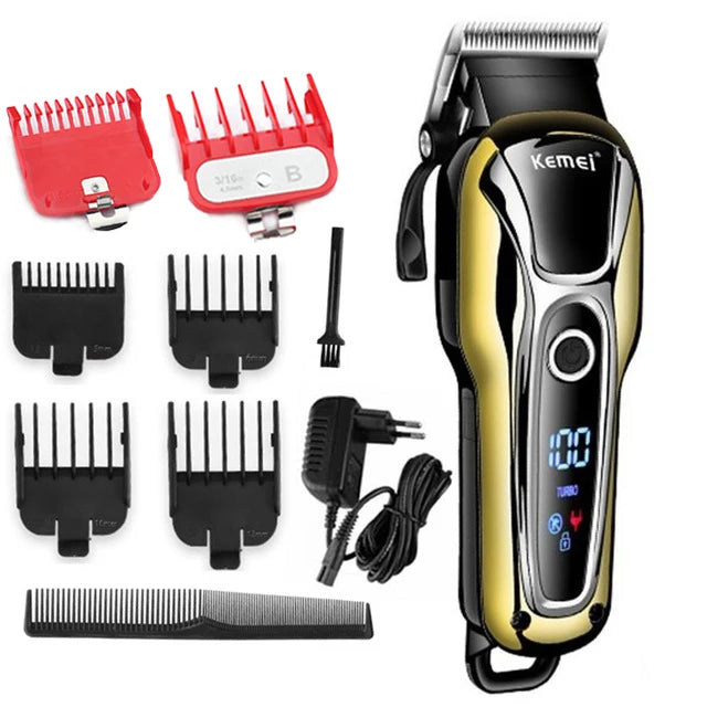 Kemei Hair Clipper Electric Hair Trimmer Professional Men's hair clipper cordless beard trimmer LED display Wireless Hair Cutter