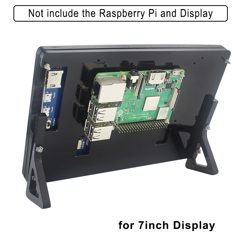 Raspberry Pi 4 Touch Screen Acrylic Case for 7 Inch Display Holder Case Black Monitor Bracket for Raspberry Pi 4B/3B+/3B LCD
