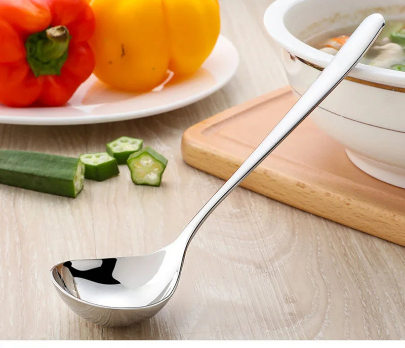 Korean Stainless Steel Thickening Spoon Creative Long Handle Hotel Hot Pot Spoon  Soup Ladle Home Kitchen Essential Tools h2