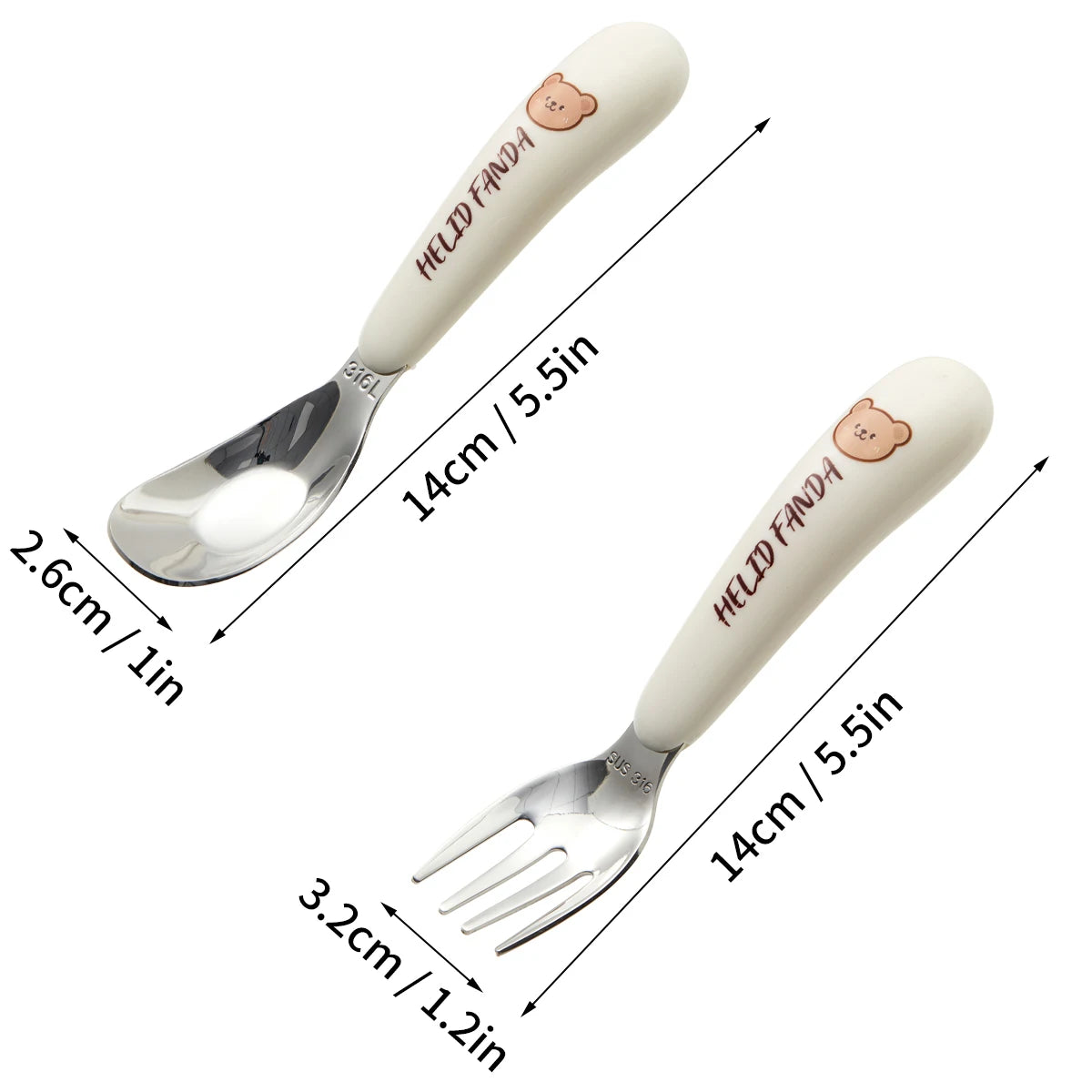 WORTHBUY Kid Spoon Fork Chopsticks 316 Stainless Steel Cutlery Set Cute Tableware Set Kitchen Children Food Feeding Dining Set