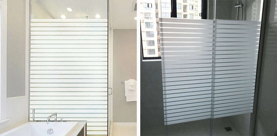 Width 30/45/60/90 cm Frosted Opaque Glass Window Film Privacy Glass Stickers Home Decor White Stripe Window Vinyl for Office