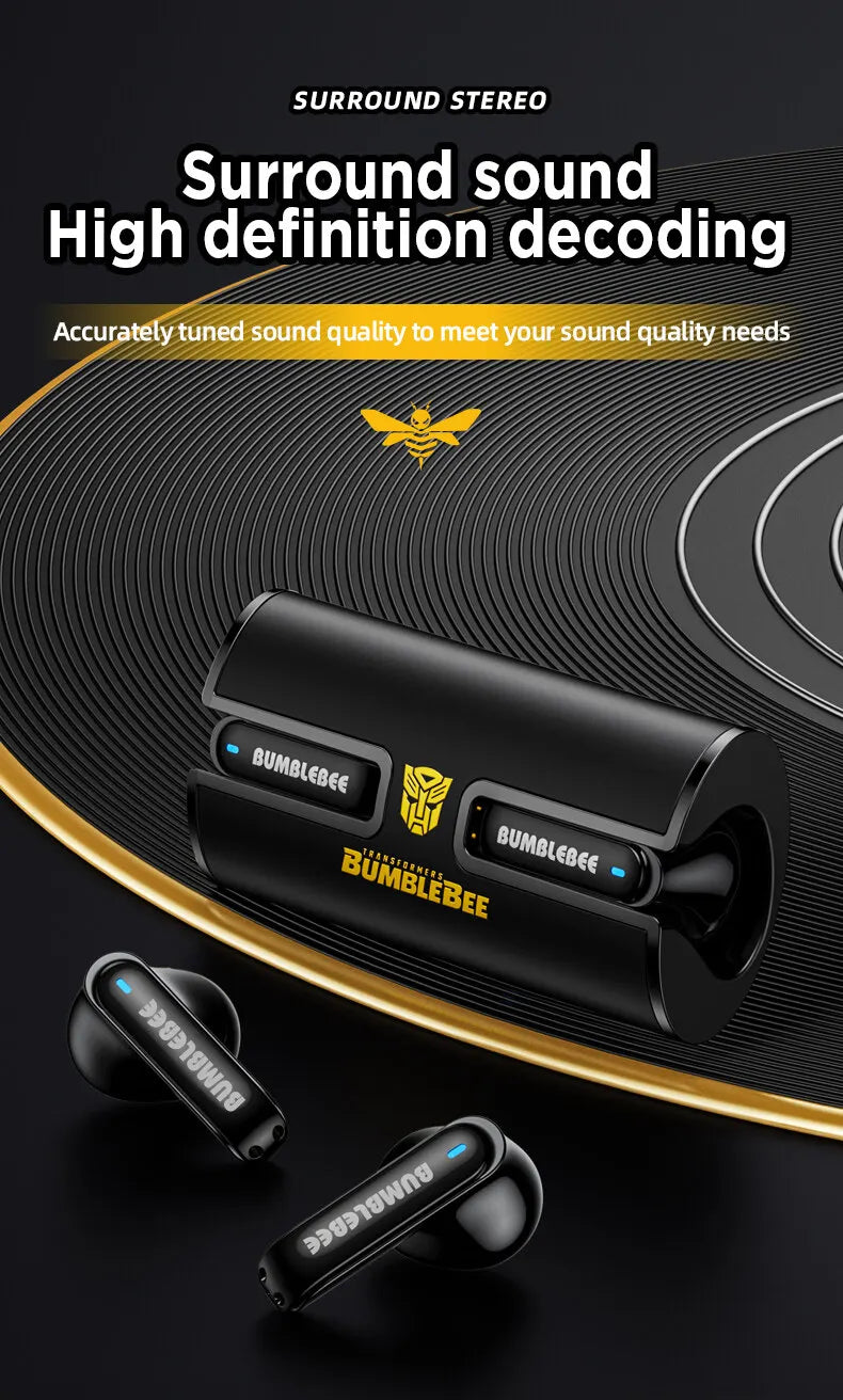 Transformers TF-T02 Earphones Bluetooth 5.3 Wireless TWS Sport Headphones Gaming Headset Dual Modes with Mic Cool Earbuds