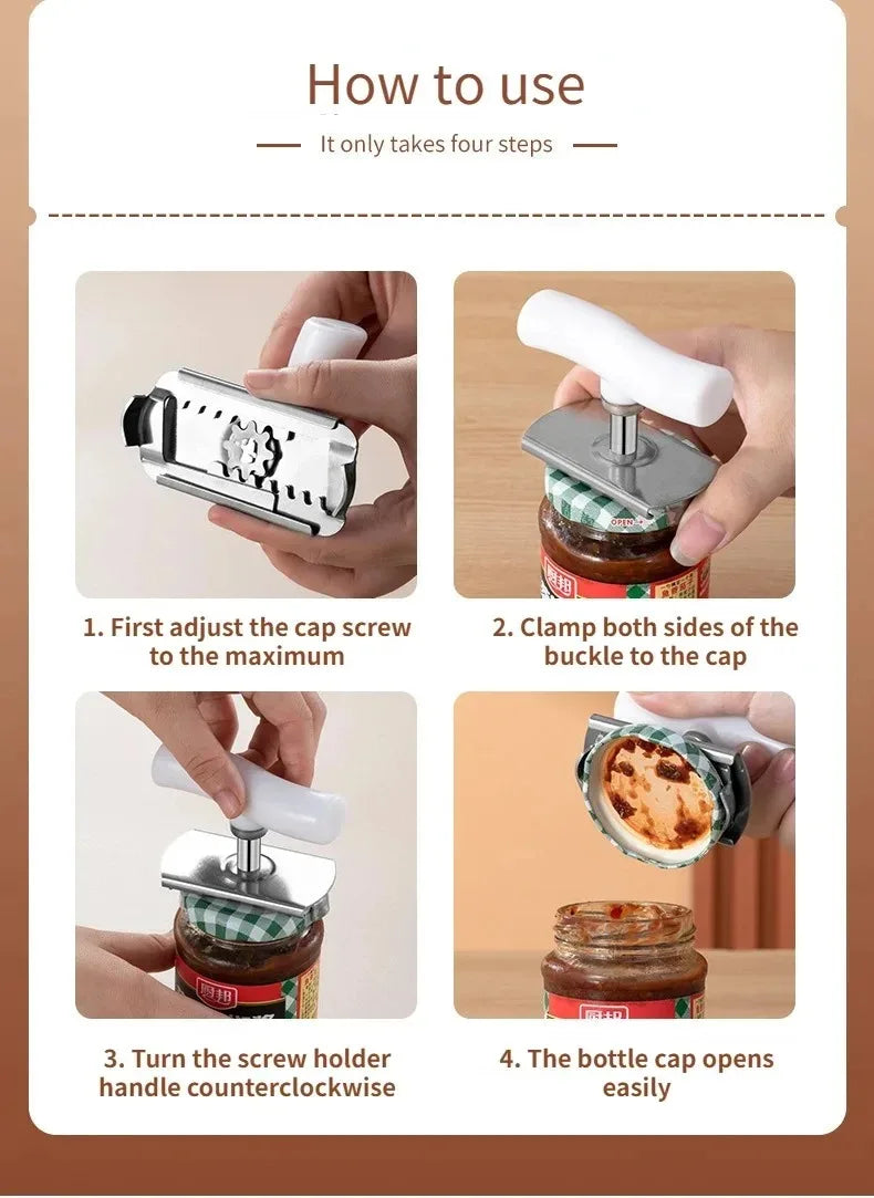 Kitchen Gadgets Capping Tool Can Opener Glass Can Opener Portable Lid Opener Adjustable Can Opener Glasses Jar Lid Opener