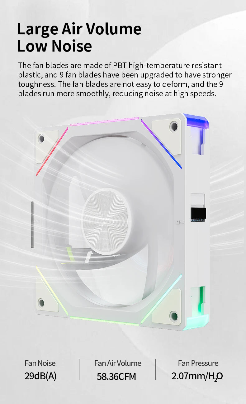 TEUCER JM-5 Wireless Cooling Fan Kit ARGB Light Effect 800-2000RPM Case Fan Compatible with 240 360 Water Cooling Radiator