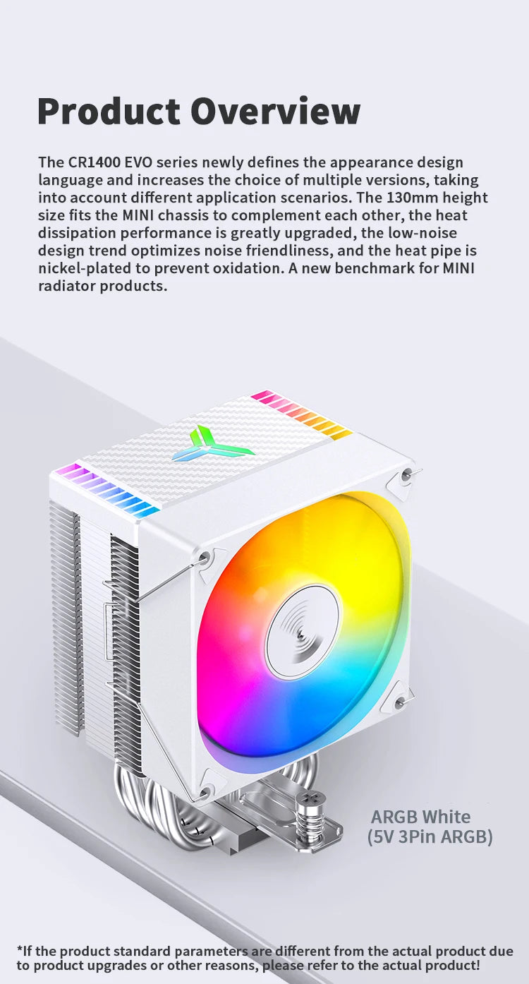 JONSBO CR-1400EVO 4 Heat Pipe ARGB PWM TDP 180W CPU Air Cooler for LGA1700 1200 115X AM4 AM5 Cooling Heatsink PC Radiator 5V3pin