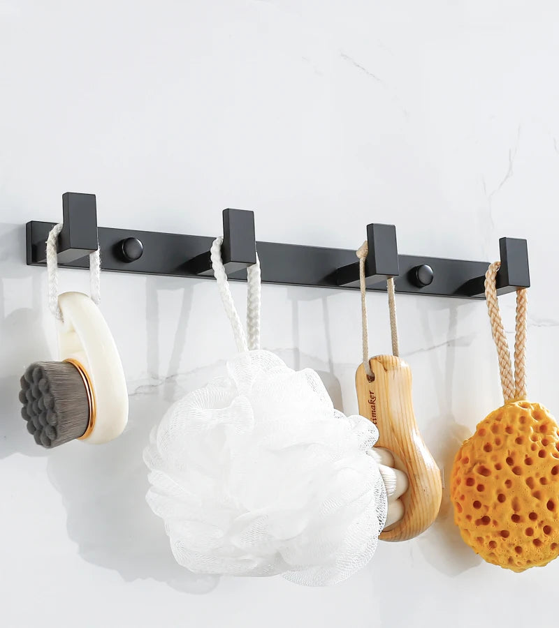 Household Wall Coat Rack Black Hooks For Hangging Clothes Towel Hanger Bathroom Robe Hook Heavy Duty Kitchen Accessories