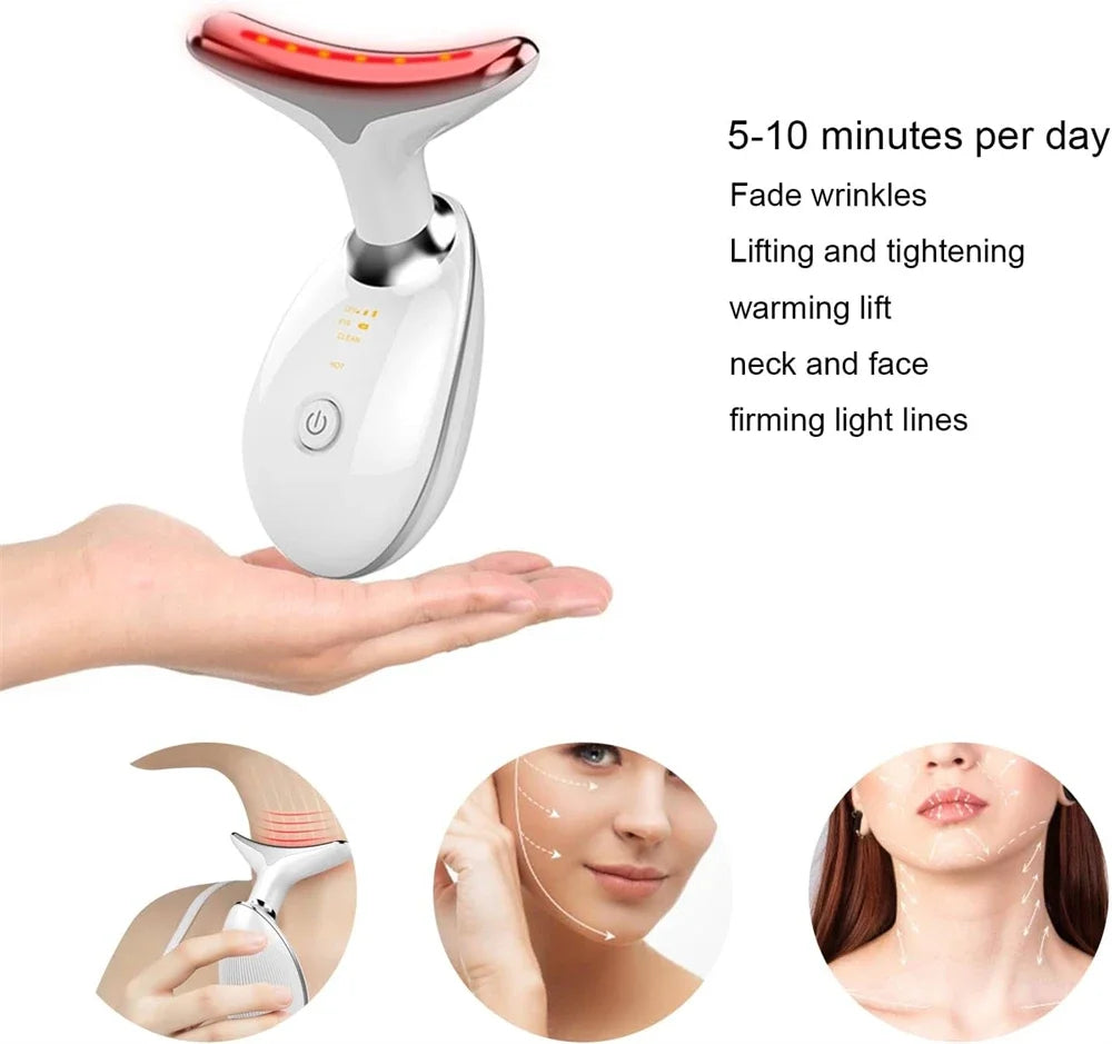 Neck Face Lifter EMS Neck Face Lifting Massager Skin Tighten Device LED Photon Therapy Anti Wrinkle Double Chin Remover 7 Modes