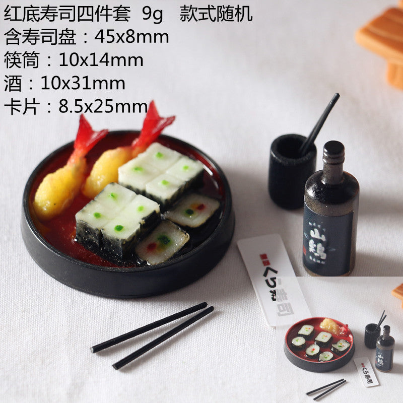 Mini Japanese Sushi Lunch Dish Suits Dollhouse Miniature Items Sushi Set Chopsticks Wine BJD Doll House Kitchen Accessories Food