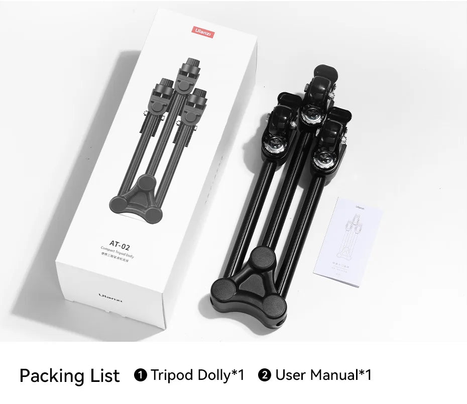Ulanzi AT-02 Portable Tripod Dolly Kit Quick-moving Tripod Light Stand for Camera Fill Light for Vlog Video Recording