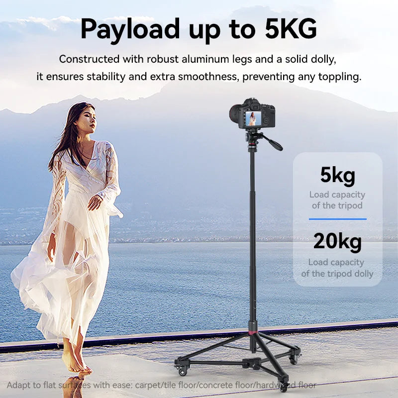 Ulanzi AT-02 Portable Tripod Dolly Kit Quick-moving Tripod Light Stand for Camera Fill Light for Vlog Video Recording
